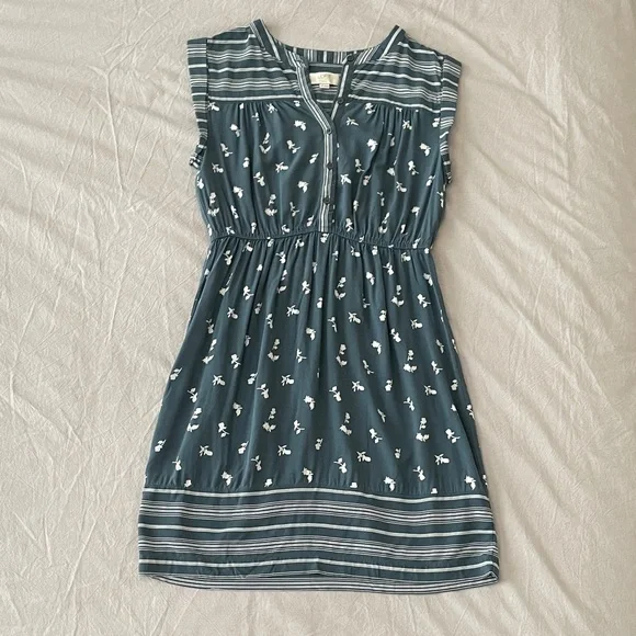 LOFT | Dresses | Sp Loft Teal Floral Buttondown Dress | Poshmark